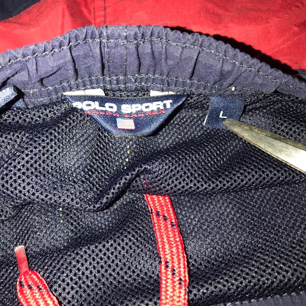VTG 90s POLO SPORT Ralph Lauren Mens L Swim Trunks Colorblock Black Spellout - Picture 4 of 7